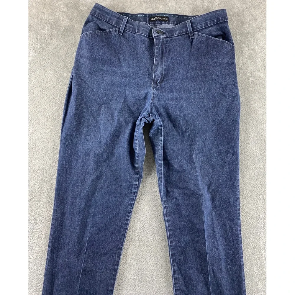 Lee Womens Relaxed Fit Straight Leg Jeans Dark Indigo Blue Stretch Size 12M